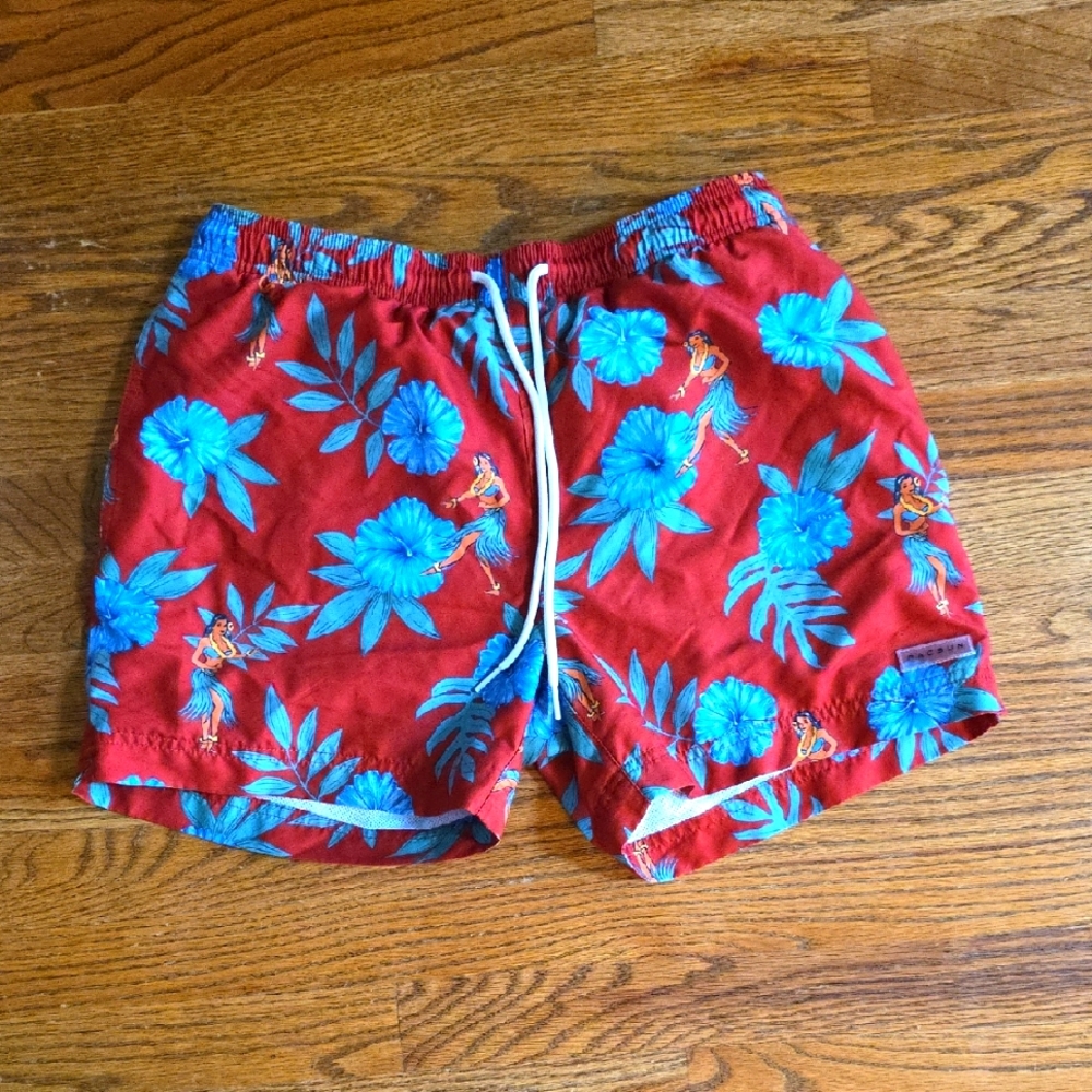 Pac Sun Red Floral Swim Shorts